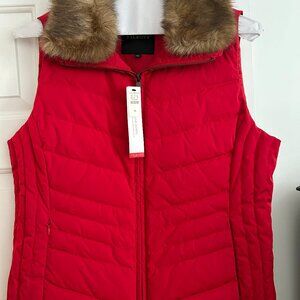 Talbots Faux Fur Collar Down Puffer Vest